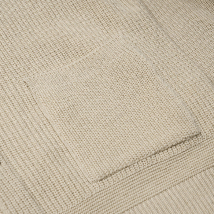 HEAVY WOOL ROUND CARDIGAN - CREAM