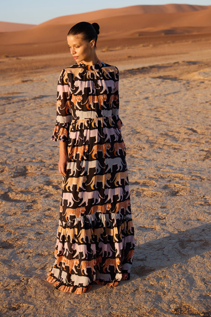 High Neck Bell Maxi- Raj Black