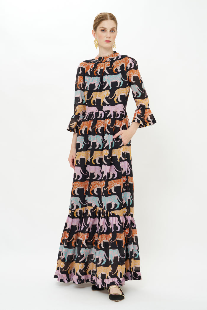 High Neck Bell Maxi- Raj Black