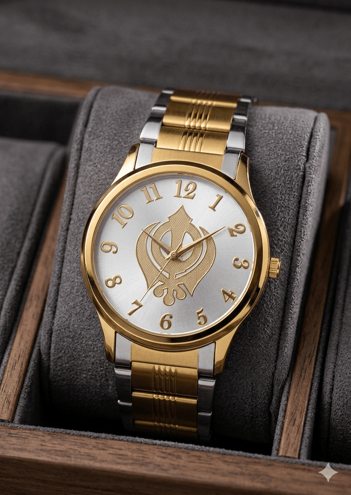 HMT Limited Edition Gold-Tone Khanda Dial Men’s Watch – Silver & Gold Dual Finish - Ashoka Watch Company