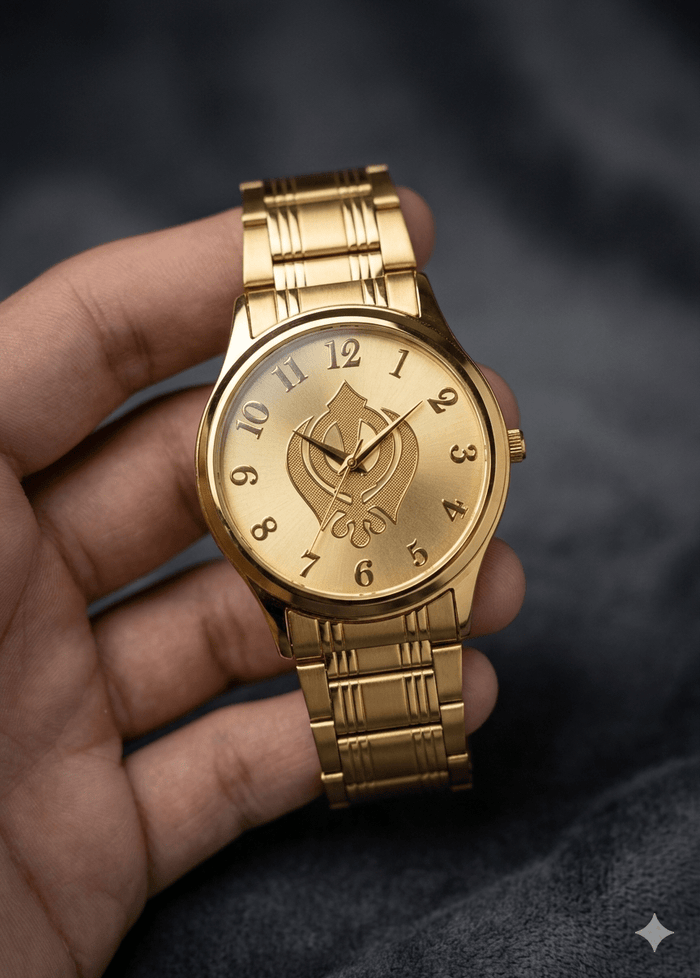 HMT Limited Edition Gold-Tone Khanda Dial Men’s Watch – Silver & Gold Dual Finish - Ashoka Watch Company