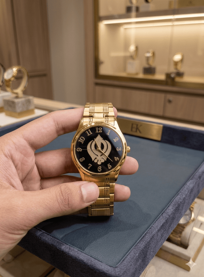 HMT Limited Edition Gold-Tone Khanda Dial Men’s Watch – Silver & Gold Dual Finish - Ashoka Watch Company