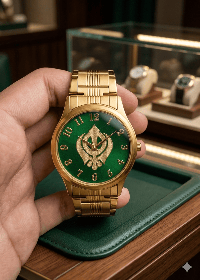 HMT Limited Edition Gold-Tone Khanda Dial Men’s Watch – Silver & Gold Dual Finish - Ashoka Watch Company