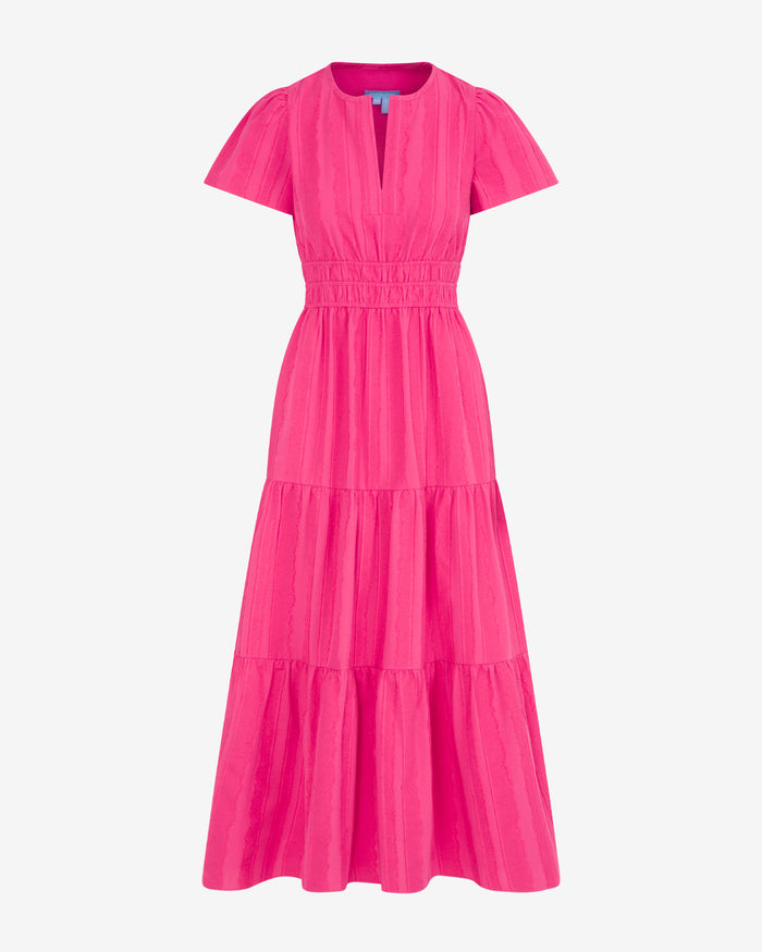 Hollie Midi Dress in Textured Stripe