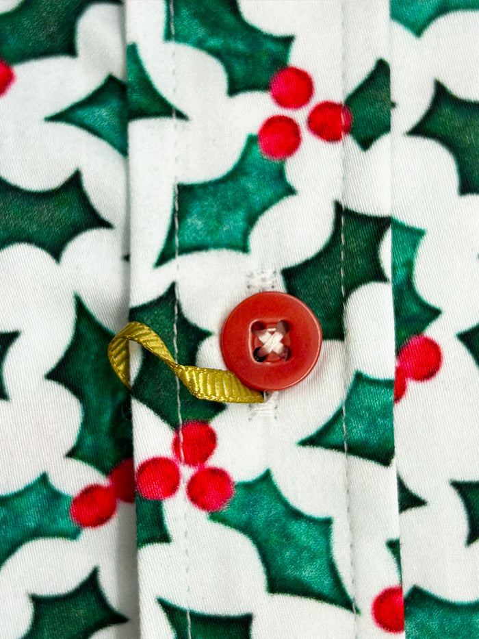 Holly Leaf Print Shirt with Matching Handkerchief-Makrom