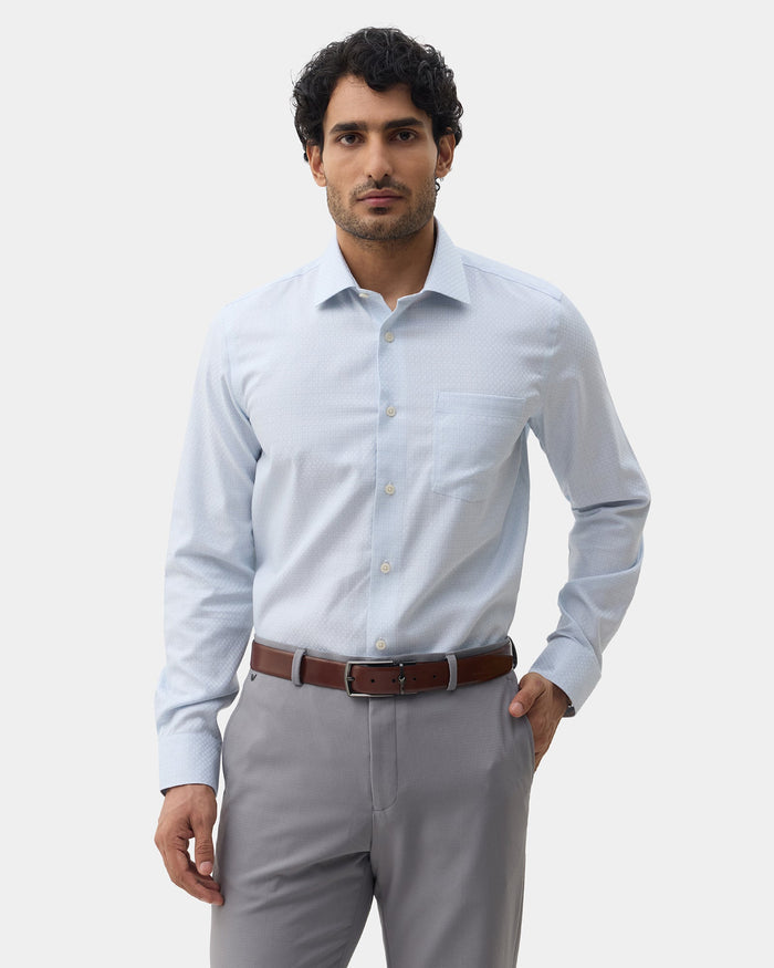 Ice Blue Non Iron Textured Shirt - Elon