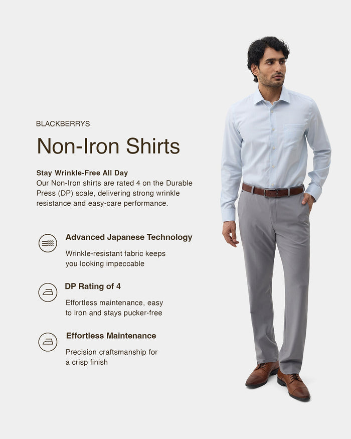 Ice Blue Non Iron Textured Shirt - Elon