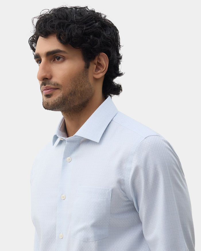 Ice Blue Non Iron Textured Shirt - Elon