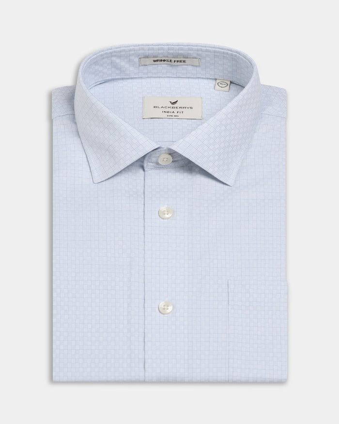 Ice Blue Non Iron Textured Shirt - Elon
