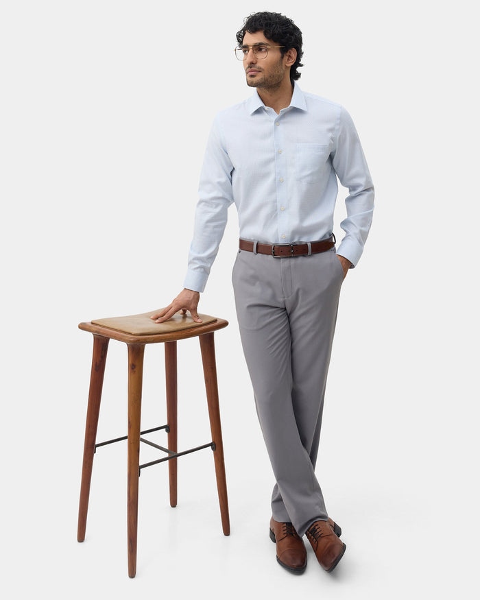 Ice Blue Non Iron Textured Shirt - Elon