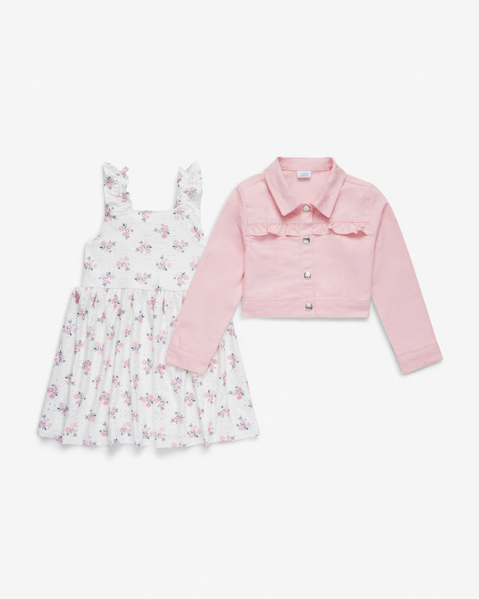 Jacket Floral Dress Set in Pink