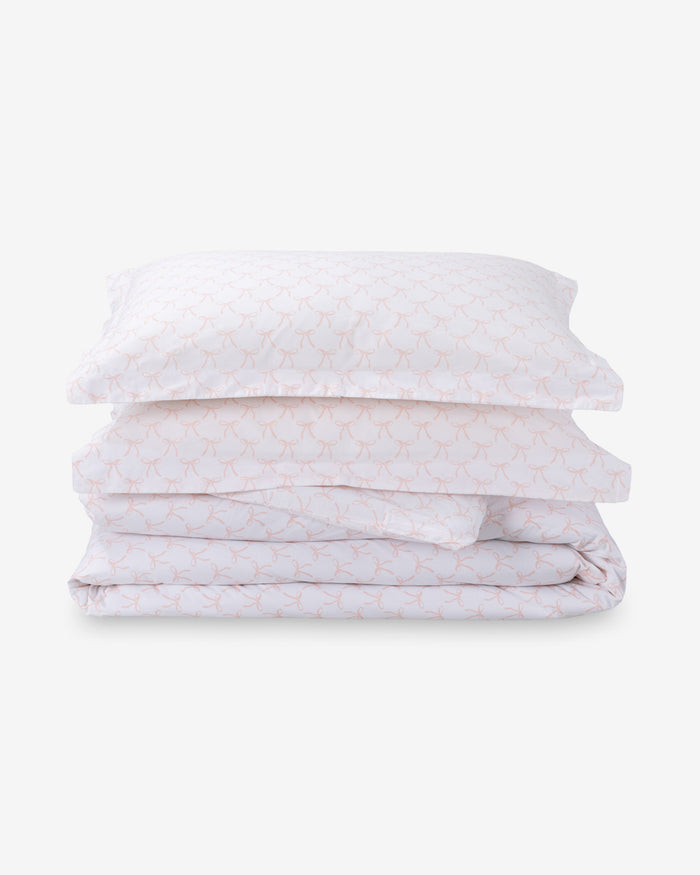 Jamie Bow Cotton Percale Duvet Set