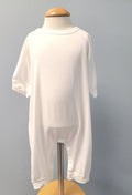 Plain white baby romper.
