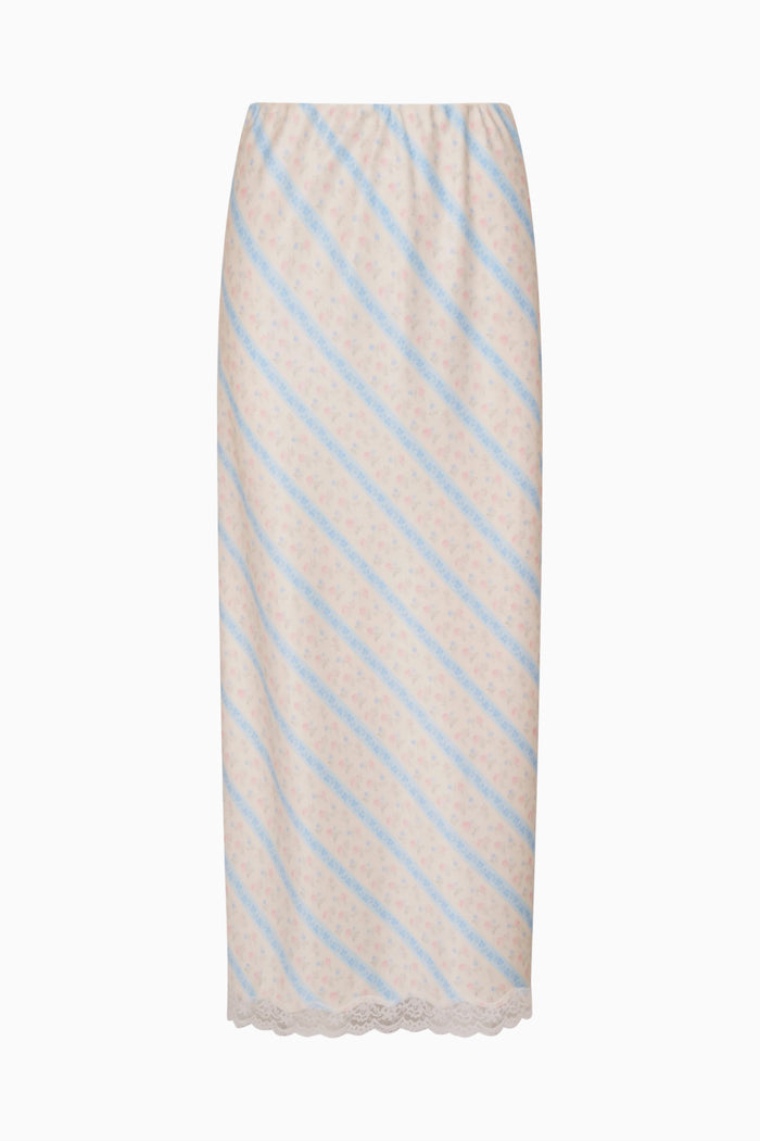 Beige skirt with light blue stripes on a white background