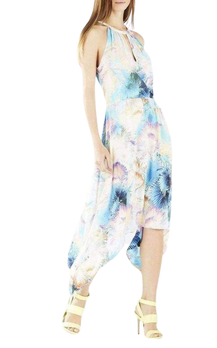 BCBGMAXAZRIA Keelie Printed Waist Tie Halter Dress - Runway Catalog