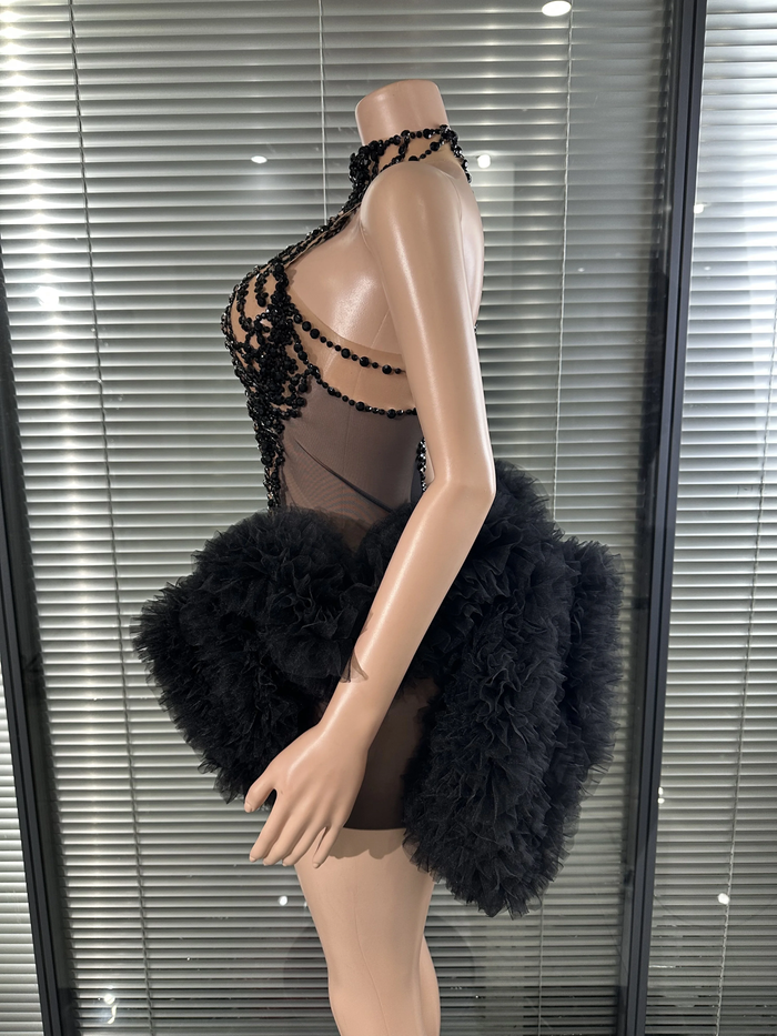 Lace Diamond Sexy Birthday Party Dress Women Evening Party Stage Celebrate Nightclub Cocktail Party