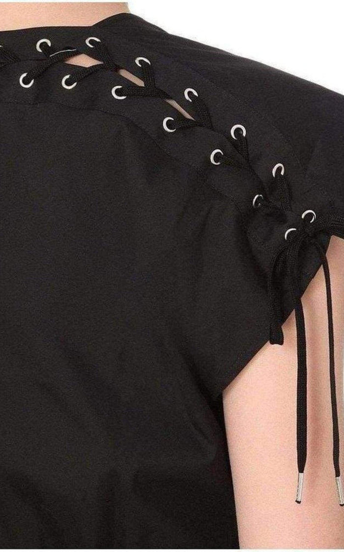 Jean Paul Gaultier Lace Up Panel Black Cotton Dress - Runway Catalog