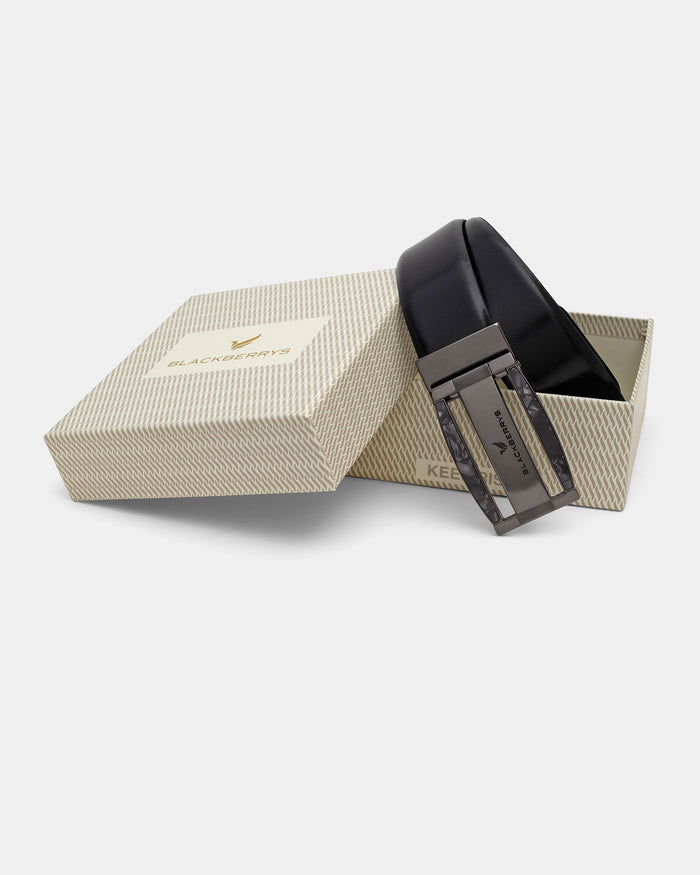 Leather Black Solid Belt - Alnoite