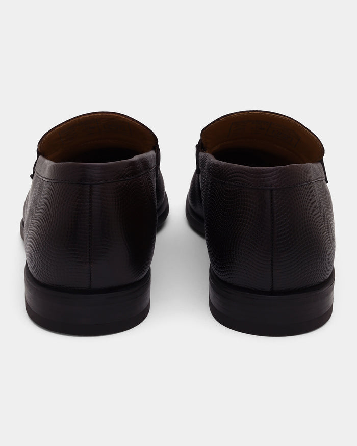 Leather Brown Solid Slip On Shoes - Argent