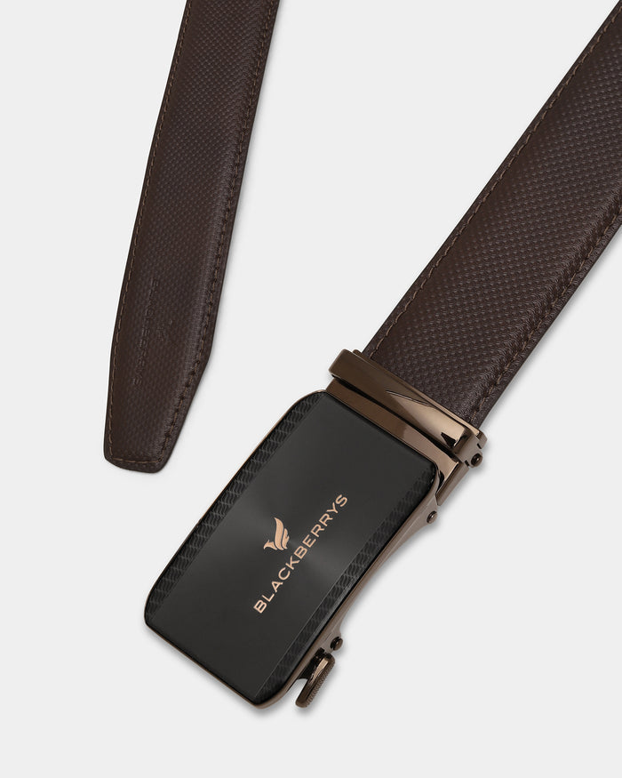 Leather Brown Textured Belt - Barak