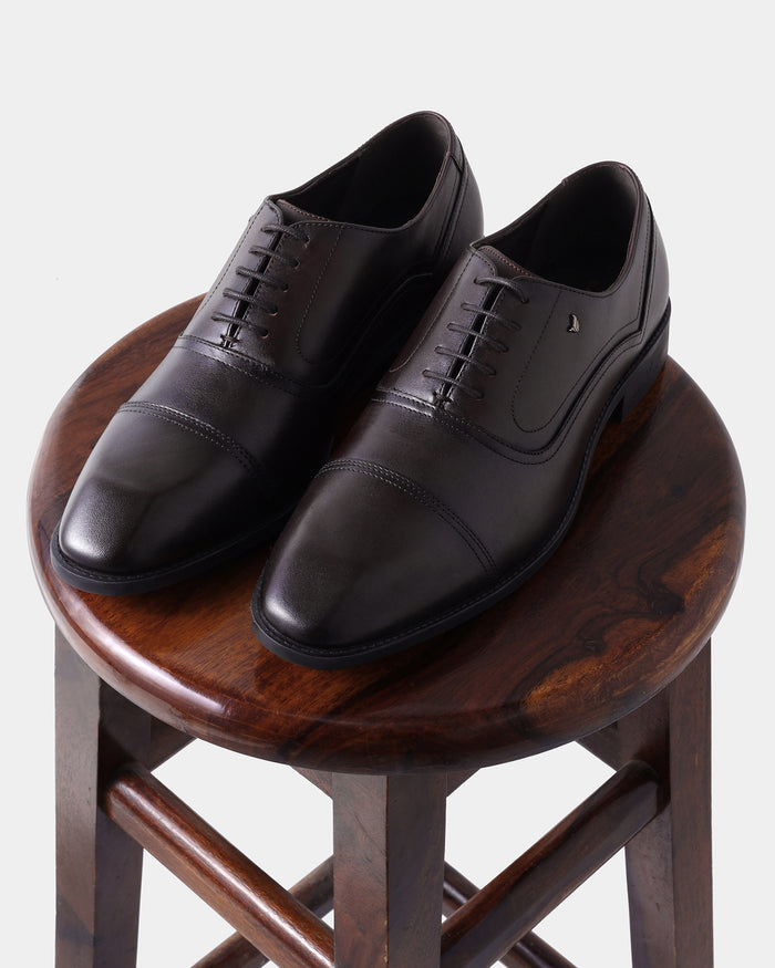 Leather Burgandy Solid Oxford Shoes- Antelope