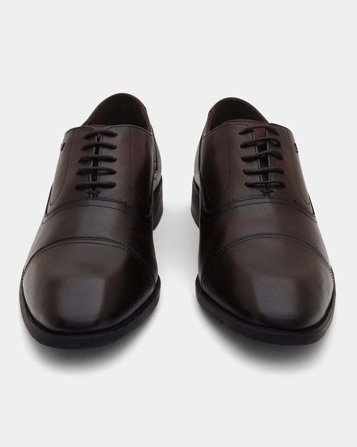 Leather Burgandy Solid Oxford Shoes- Antelope