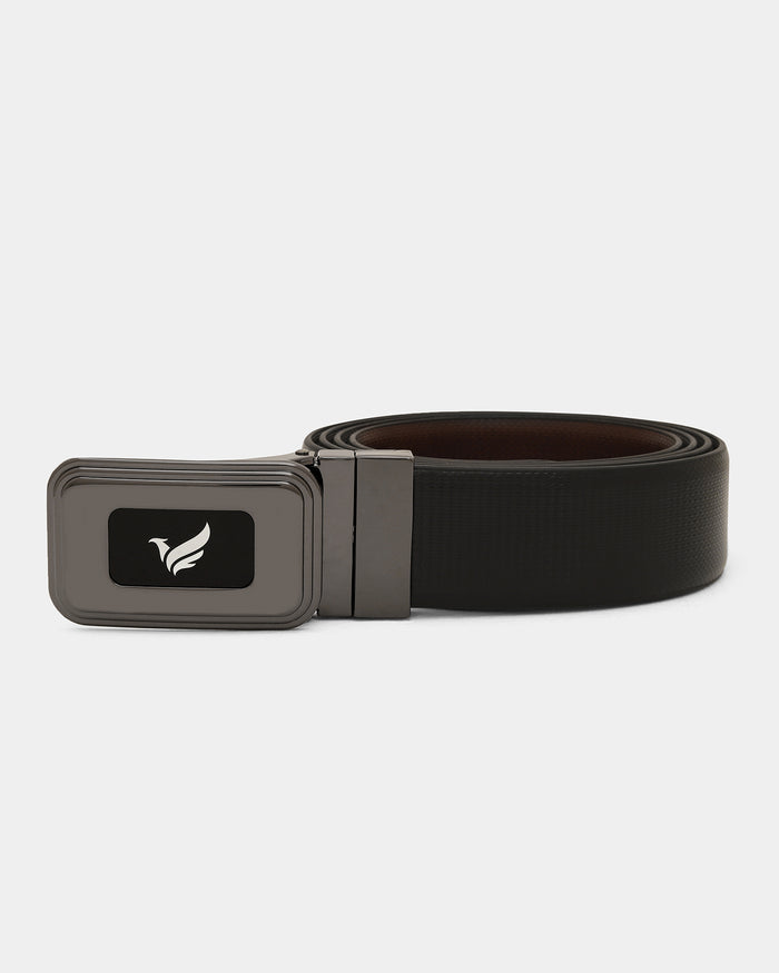Leather Reversible Black & Brown Textured Belt - Apollo