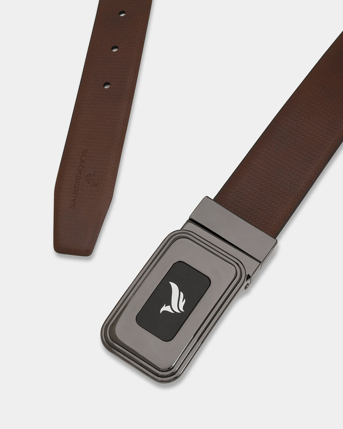Leather Reversible Black & Brown Textured Belt - Apollo