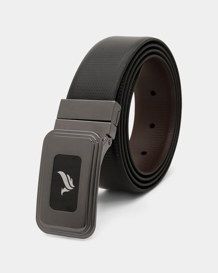Leather Reversible Black & Brown Textured Belt - Apollo