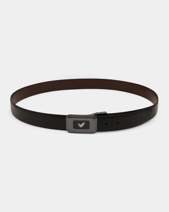Leather Reversible Black & Brown Textured Belt - Apollo