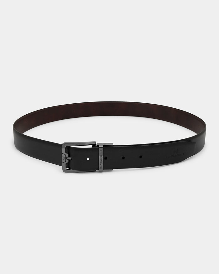 Leather Reversible Black & Burgandy Textured Belt - Arizona