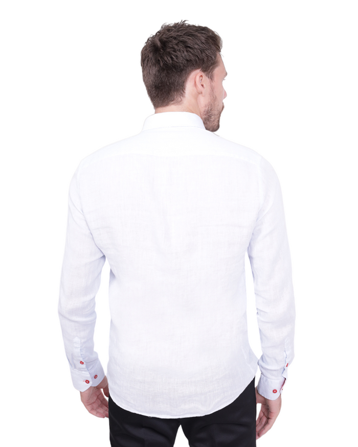 Light Blue Linen Long Sleeve Shirt-Makrom