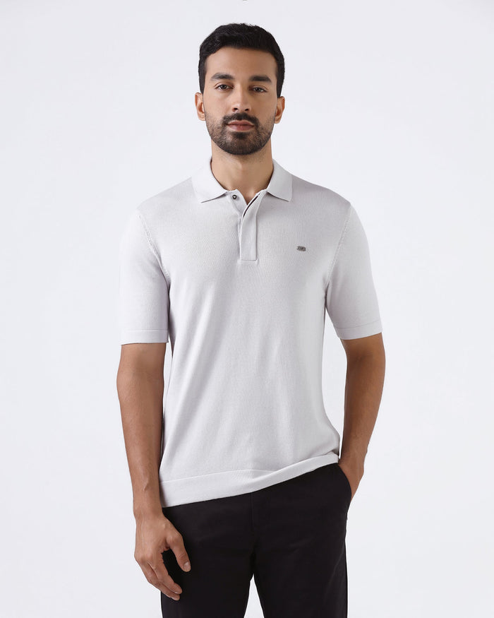 Light Grey Solid Polo - Thomas