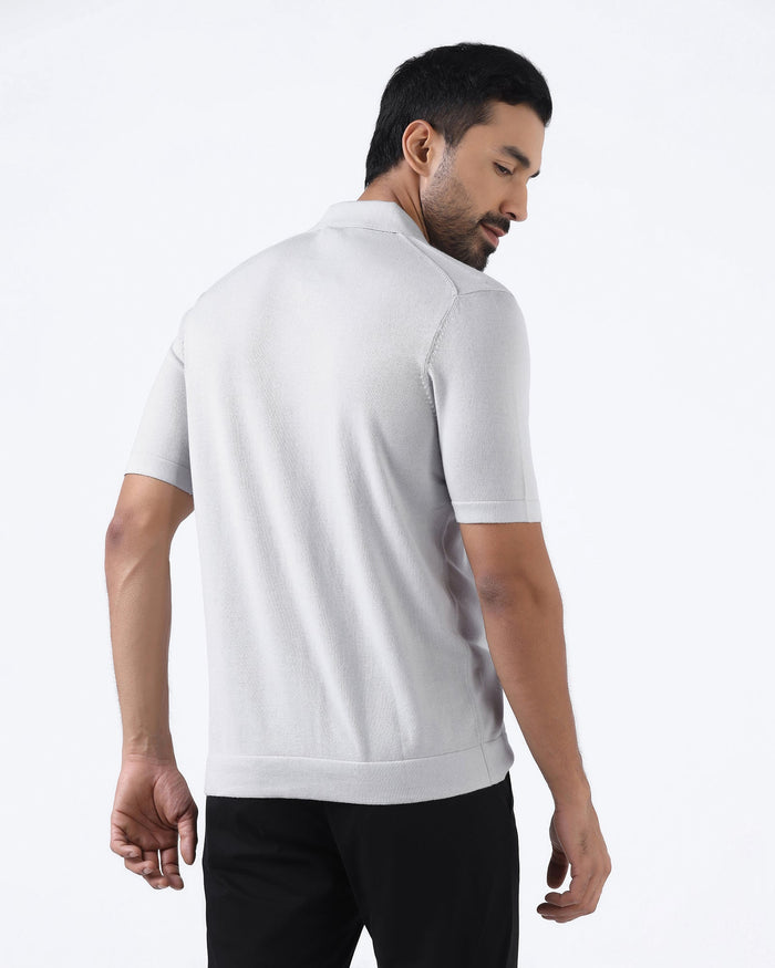 Light Grey Solid Polo - Thomas