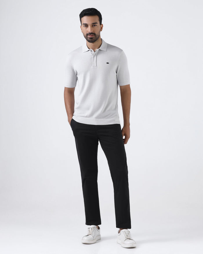 Light Grey Solid Polo - Thomas