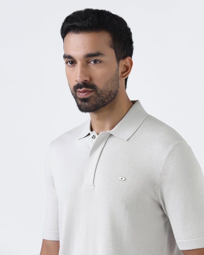 Light Grey Solid Polo - Thomas