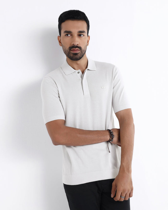 Light Grey Solid Polo - Thomas