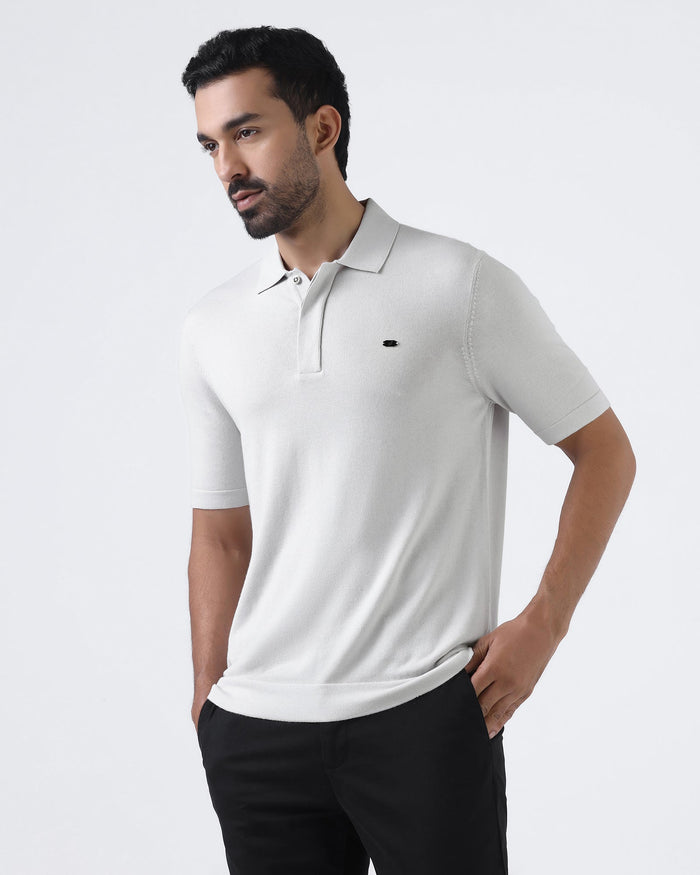 Light Grey Solid Polo - Thomas