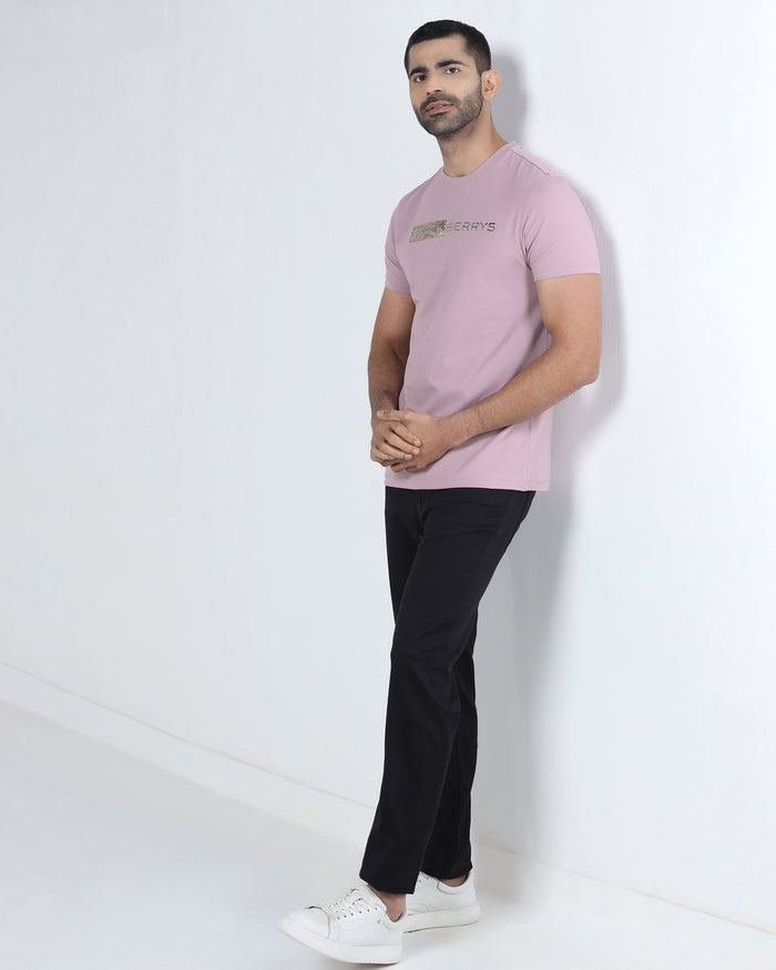 Lilac Crew Neck Printed T-Shirt - Petunia