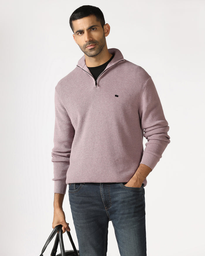 Lilac High Neck Jacquard Sweater - Price