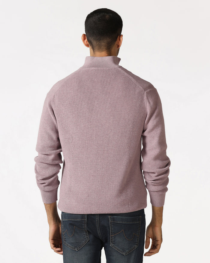 Lilac High Neck Jacquard Sweater - Price
