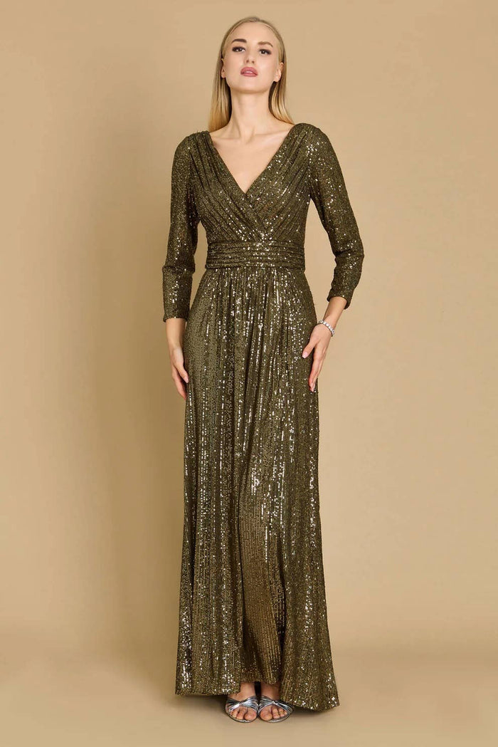 Long Sleeve Sequin Formal Dress
