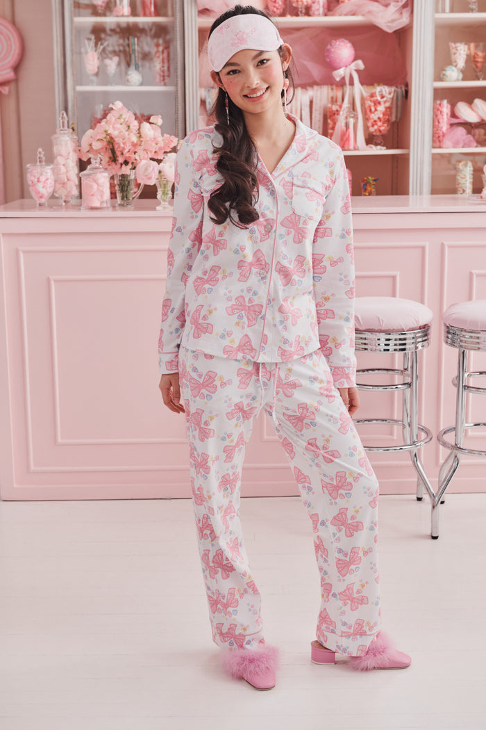 LoveShackFancy x Roller Rabbit Doily Beux Women's Long Sleeve Polo Pajama Set