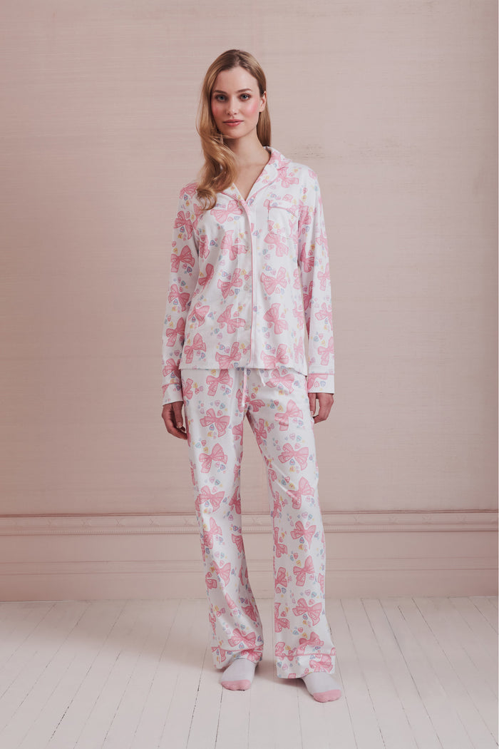 LoveShackFancy x Roller Rabbit Doily Beux Women's Long Sleeve Polo Pajama Set