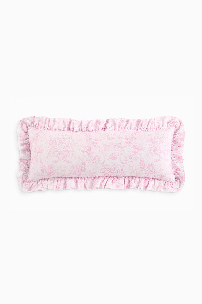Lumbar Toile Print Ruffle Pillow