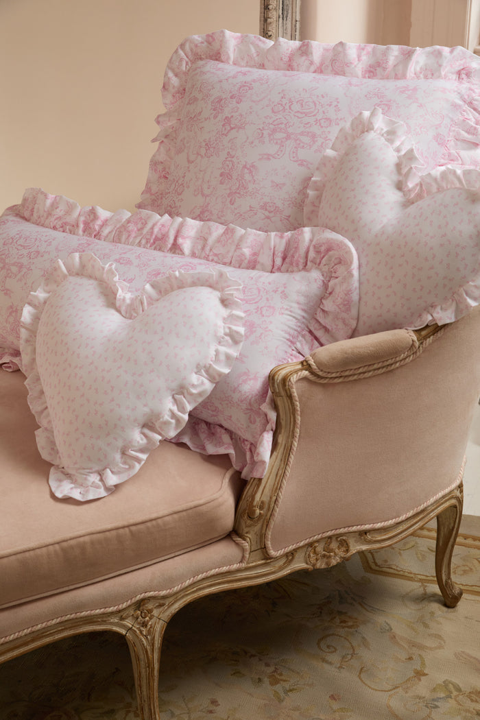 Lumbar Toile Print Ruffle Pillow