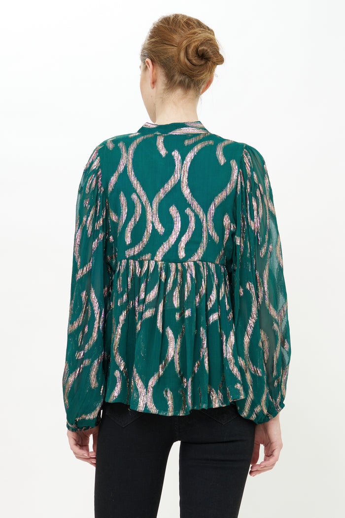 Mandarin Balloon Top- Borealis Jade