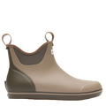 Brown rubber boot with a white background