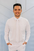Men's Button Up Stretch White Shirt-CLOSEOUT