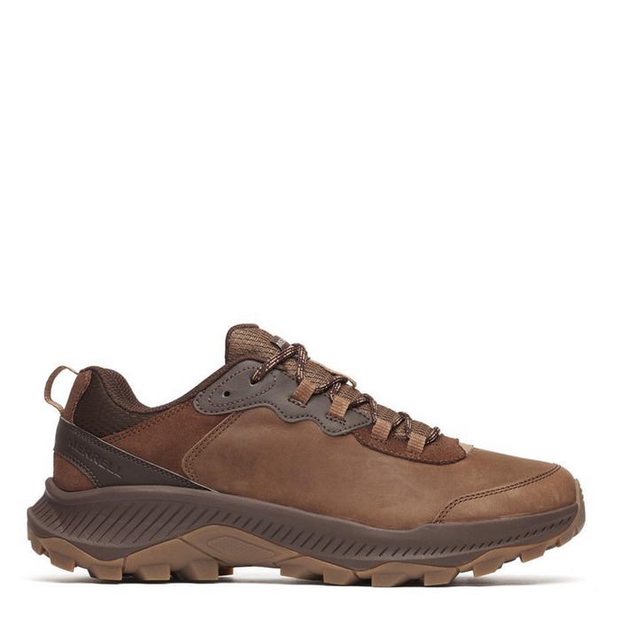 Brown leather shoe on a white background